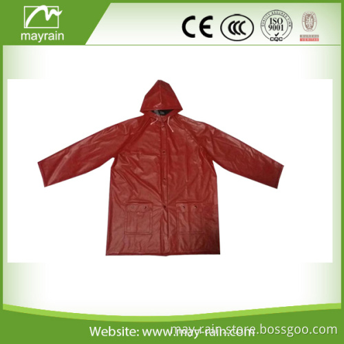 High Quality PVC Red Color rain coat for Adult